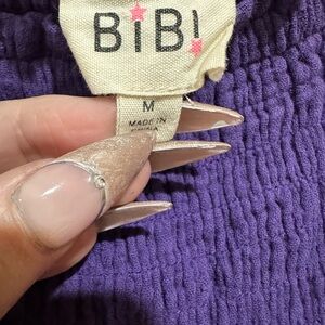 BiBi Rich Mardi Gras colors Crinkle Top